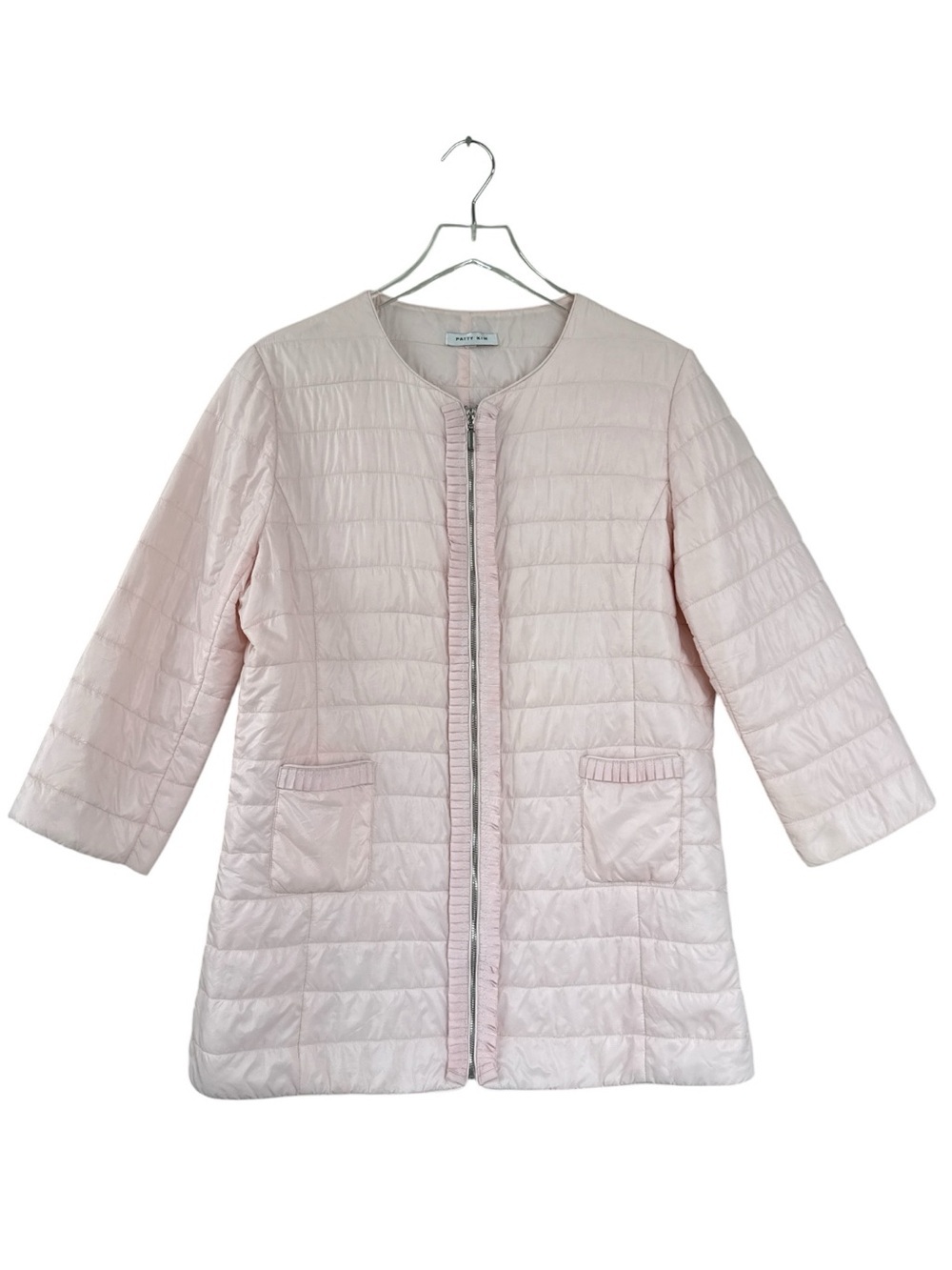 Patty Kim Blush Pink Quilted Jacket Large Lightweight Zip Front Coat